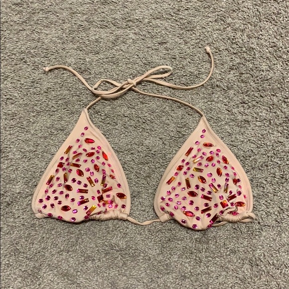 ASOS EMBELLISHED BLUSH BIKINI TOP - Picture 4 of 6